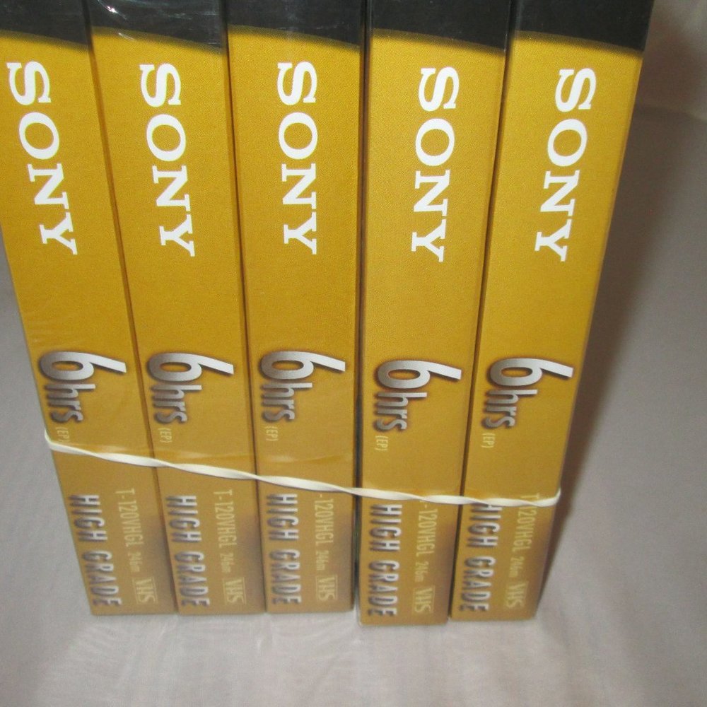 5 New Sony 6 hrs High Grade Blank VHS tapes T-120